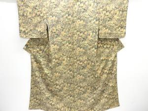 アンティーク　流水に草花模様上代紬着物